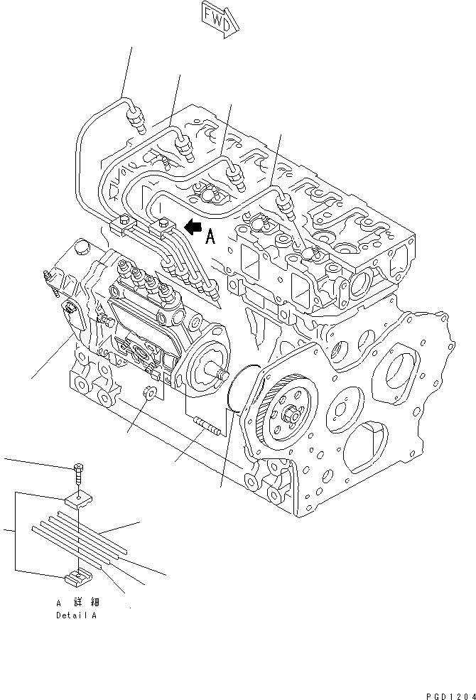 Схема запчастей Komatsu 4D84E-3E - ТОПЛ. НАСОС И ТРУБЫ (EPA СПЕЦ-Я.)(№878-) ДВИГАТЕЛЬ