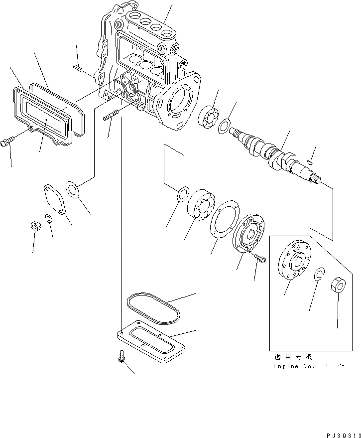 Схема запчастей Komatsu 4D84E-3E - ТОПЛ. НАСОС (НАСОС) (/) (ВНУТР. ЧАСТИ) (EPA СПЕЦ-Я.)(№878-) ДВИГАТЕЛЬ