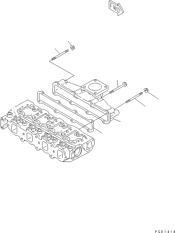 Схема запчастей Komatsu 4D88E-3C - ВЫПУСКНОЙ КОЛЛЕКТОР(№99-) ДВИГАТЕЛЬ