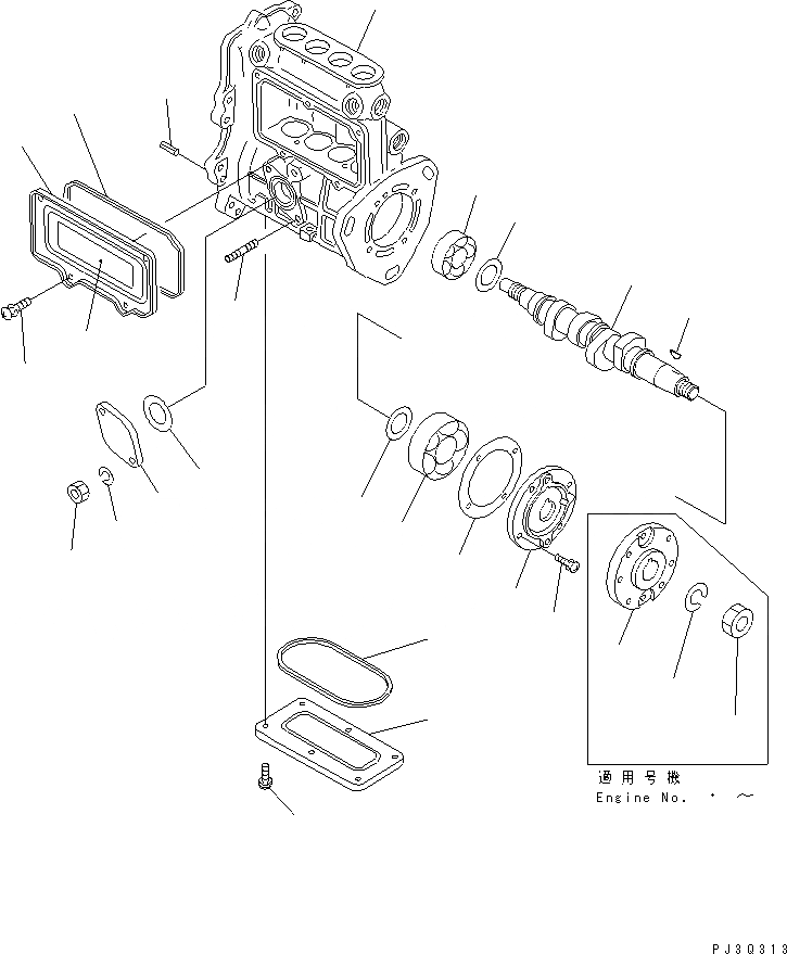 Схема запчастей Komatsu 4D88E-3C - ТОПЛ. НАСОС (НАСОС) (/) (ВНУТР. ЧАСТИ) (EPA СПЕЦ-Я.)(№-) ДВИГАТЕЛЬ