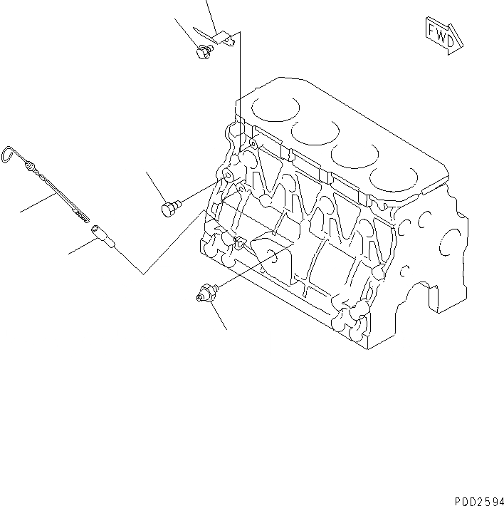 Схема запчастей Komatsu 4D88E-3D - БЛОК ЦИЛИНДРОВ АКСЕССУАРЫ(№77-) ДВИГАТЕЛЬ