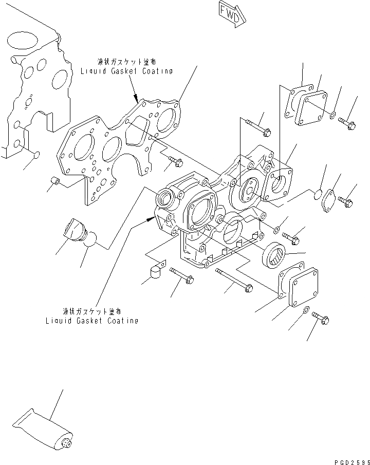 Схема запчастей Komatsu 4D88E-3D - ПЕРЕДН. COVER(№77-) ДВИГАТЕЛЬ