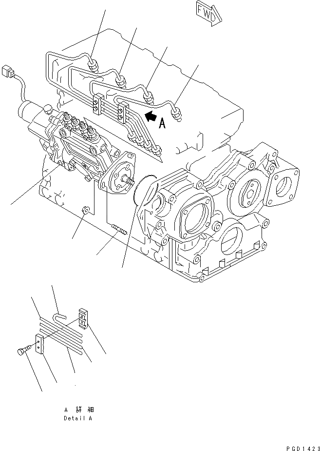 Схема запчастей Komatsu 4D88E-3D - ТОПЛ. НАСОС И ТРУБЫ(№77-) ДВИГАТЕЛЬ