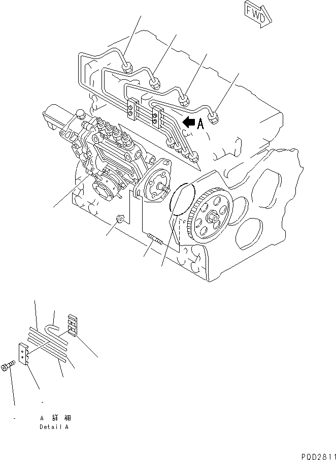 Схема запчастей Komatsu 4D88E-3A - ТОПЛ. НАСОС И ТРУБЫ ДВИГАТЕЛЬ