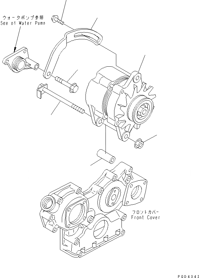 Схема запчастей Komatsu 4D88E-3C - ГЕНЕРАТОР И КРЕПЛЕНИЕ (8A)(№-) ДВИГАТЕЛЬ