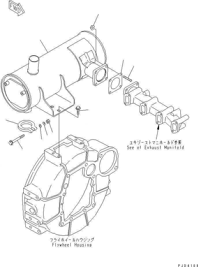 Схема запчастей Komatsu 4D88E-5X-AC - ГЛУШИТЕЛЬ И КРЕПЛЕНИЕ(№8-) ДВИГАТЕЛЬ