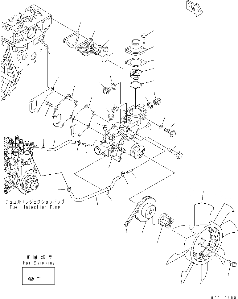 Схема запчастей Komatsu 4D88E-5X-AC - ВОДЯНАЯ ПОМПА И ВЕНТИЛЯТОР ОХЛАЖДЕНИЯ ДВИГАТЕЛЬ