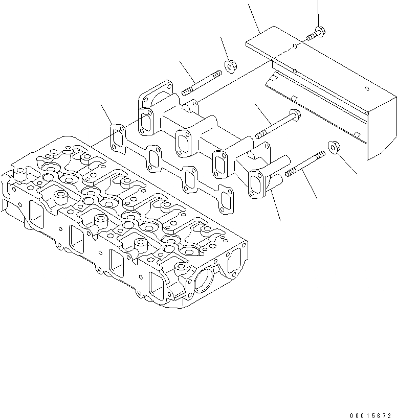 Схема запчастей Komatsu 4D88E-5X-BB - ВЫПУСКНОЙ КОЛЛЕКТОР(№8-) ДВИГАТЕЛЬ