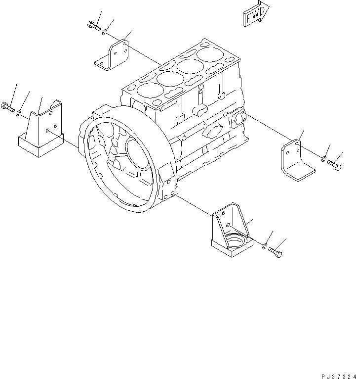 Схема запчастей Komatsu 4D94-2H - ДВИГАТЕЛЬ СУППОРТ(№-) БЛОК ЦИЛИНДРОВ