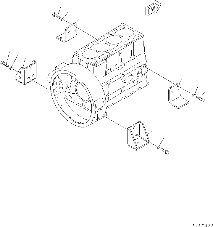 Схема запчастей Komatsu 4D94-2J - ДВИГАТЕЛЬ СУППОРТ(№-78) БЛОК ЦИЛИНДРОВ