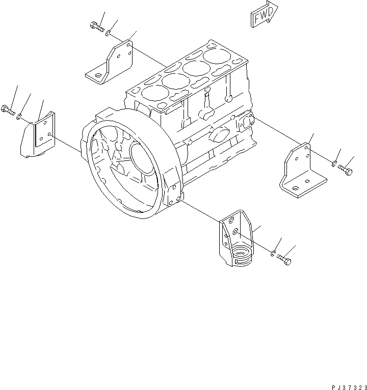 Схема запчастей Komatsu 4D94-2J - ДВИГАТЕЛЬ СУППОРТ(№79-) БЛОК ЦИЛИНДРОВ