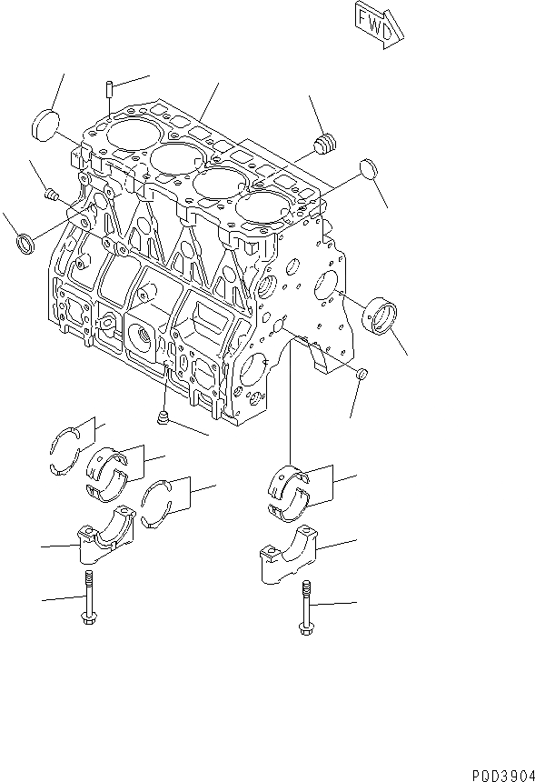Схема запчастей Komatsu 4D94E-1A - БЛОК ЦИЛИНДРОВ ДВИГАТЕЛЬ