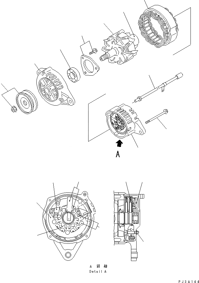 Схема запчастей Komatsu 4D94LE-2Z-AC - ГЕНЕРАТОР (A) (ДЛЯ КАБИНЫ) (ВНУТР. ЧАСТИ)(№-) ДВИГАТЕЛЬ