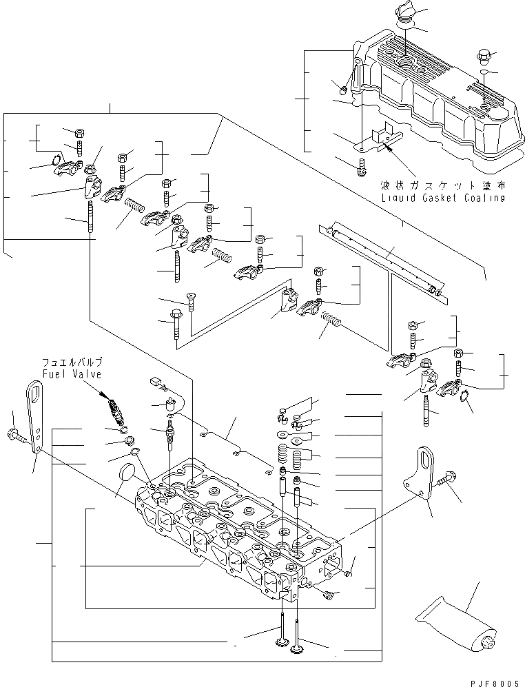 Схема запчастей Komatsu 4D94LE-1B38-BM - ГОЛОВКА ЦИЛИНДРОВ И КРЫШКА ДВИГАТЕЛЬ