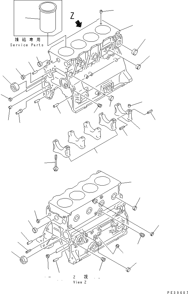 Схема запчастей Komatsu 4D95L-1GG-W - БЛОК ЦИЛИНДРОВ ДВИГАТЕЛЬ