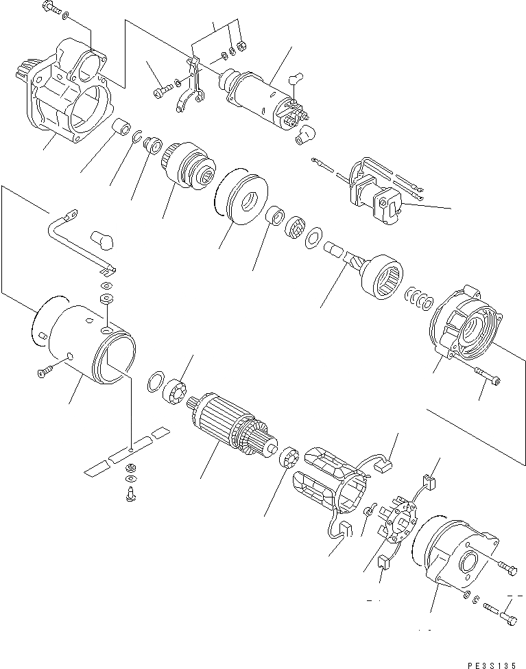 Схема запчастей Komatsu 4D95L-1GG-S - СТАРТЕР (.8KW) (ВНУТР. ЧАСТИ) ДВИГАТЕЛЬ