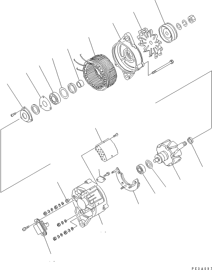 Схема запчастей Komatsu 4D95L-1AA-7 - ГЕНЕРАТОР (A)(№99-7) ЭЛЕКТРИКА