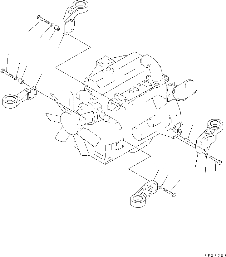 Схема запчастей Komatsu 4D95L-1FF - КРЕПЛЕНИЕ ДВИГАТЕЛЯ ДВИГАТЕЛЬ