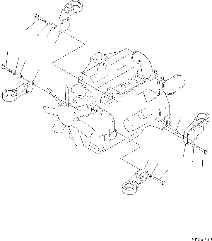 Схема запчастей Komatsu 4D95L-1FF - КРЕПЛЕНИЕ ДВИГАТЕЛЯ ДВИГАТЕЛЬ