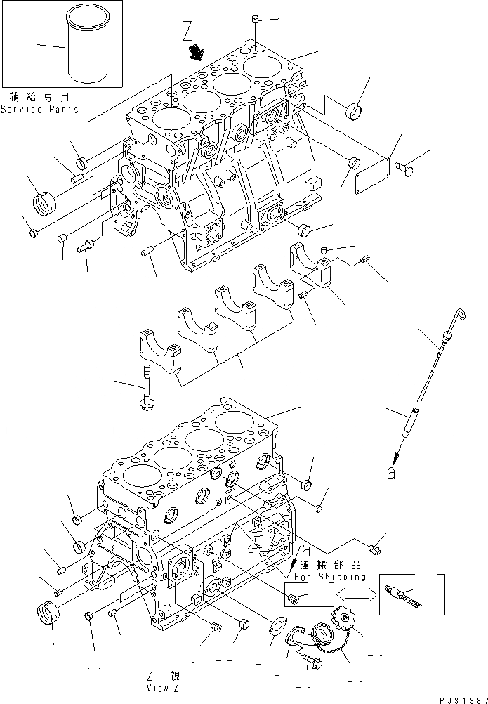 Схема запчастей Komatsu 4D95L-W-1D-B - БЛОК ЦИЛИНДРОВ БЛОК ЦИЛИНДРОВ