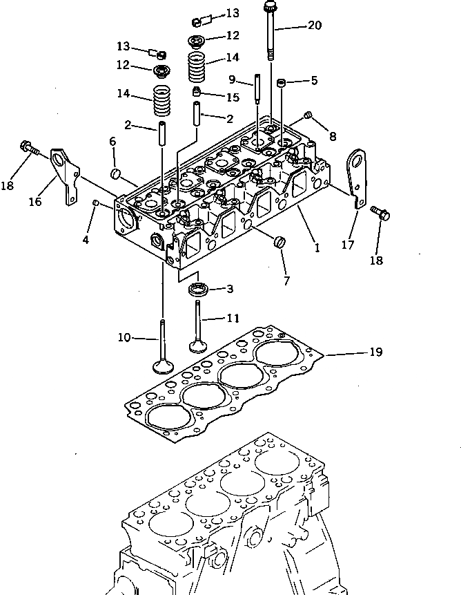 Схема запчастей Komatsu 4D95L-1Q-B - ГОЛОВКА ЦИЛИНДРОВ ГОЛОВКА ЦИЛИНДРОВ