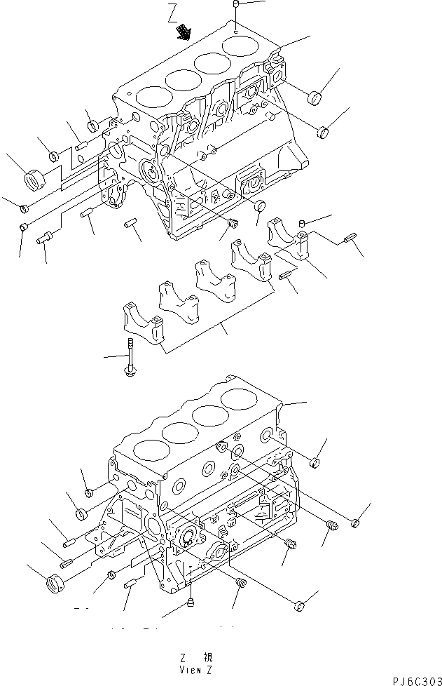 Схема запчастей Komatsu 4D95LE-2B - БЛОК ЦИЛИНДРОВ(№8-) ДВИГАТЕЛЬ