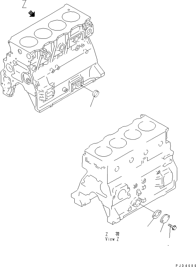 Схема запчастей Komatsu 4D95LE-2B - БЛОК ЦИЛИНДРОВ COVER ДВИГАТЕЛЬ