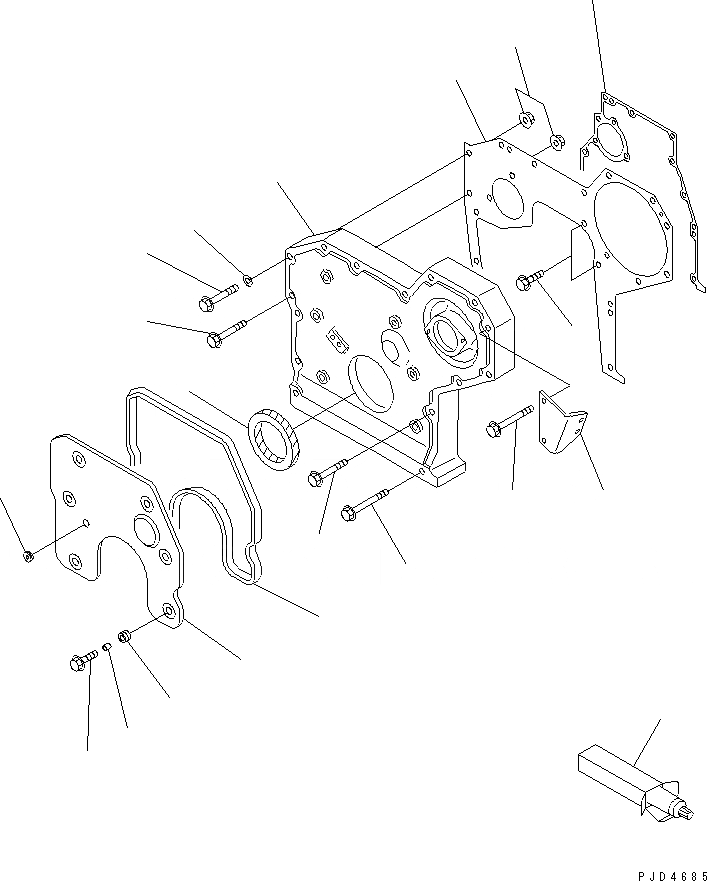 Схема запчастей Komatsu 4D95LE-2A - ПЕРЕДН. COVER ДВИГАТЕЛЬ