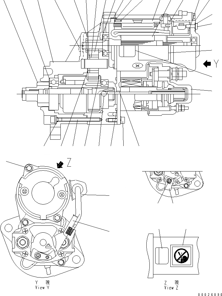 Схема запчастей Komatsu 4D95LE-2D - СТАРТЕР (.KW) (С КРЕПЛЕНИЕМ Э/ПРОВОДКИ) (ВНУТР. ЧАСТИ)(№8-) ДВИГАТЕЛЬ