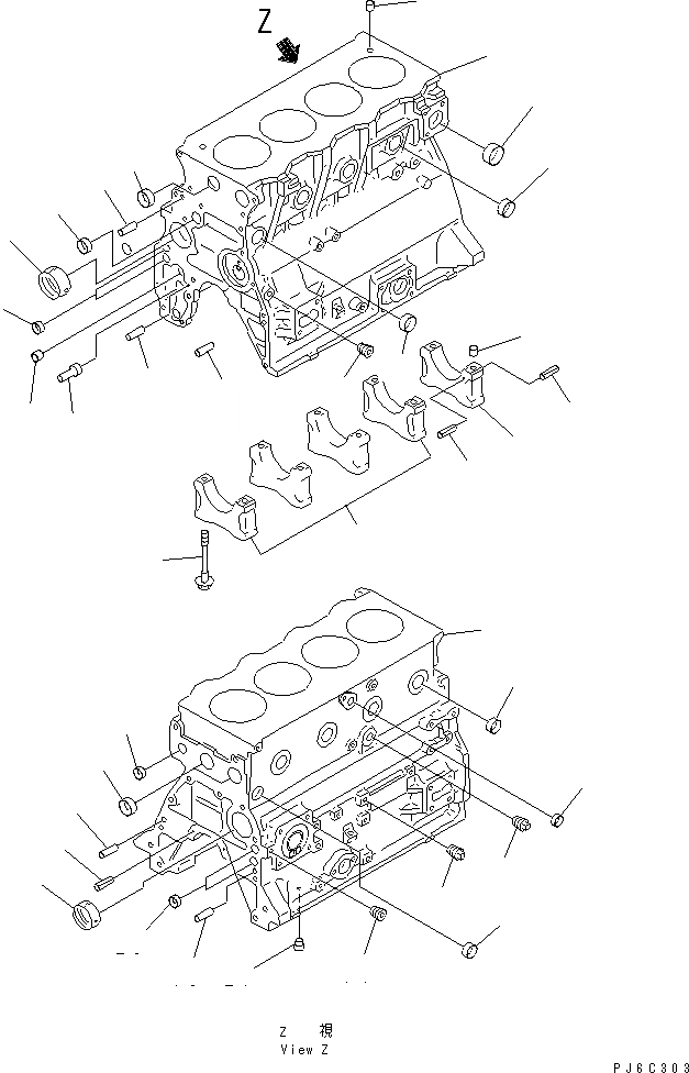 Схема запчастей Komatsu 4D95LE-2C - БЛОК ЦИЛИНДРОВ(№8-) ДВИГАТЕЛЬ