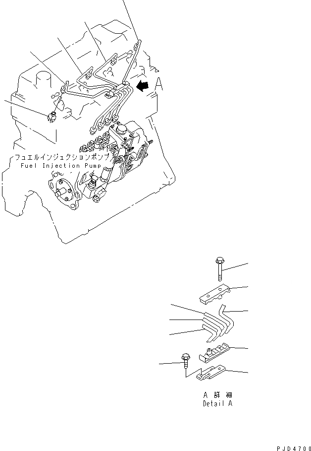 Схема запчастей Komatsu 4D95LE-2C - ТОПЛИВН. ТРУБКИ ВПРЫСКА ДВИГАТЕЛЬ