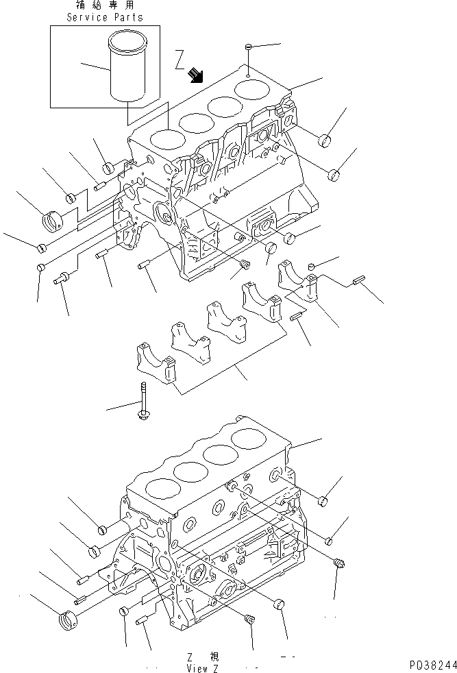 Схема запчастей Komatsu 4D95S-1J-T - БЛОК ЦИЛИНДРОВ (МОРОЗОУСТОЙЧИВ. СПЕЦИФИКАЦИЯ.) ДВИГАТЕЛЬ