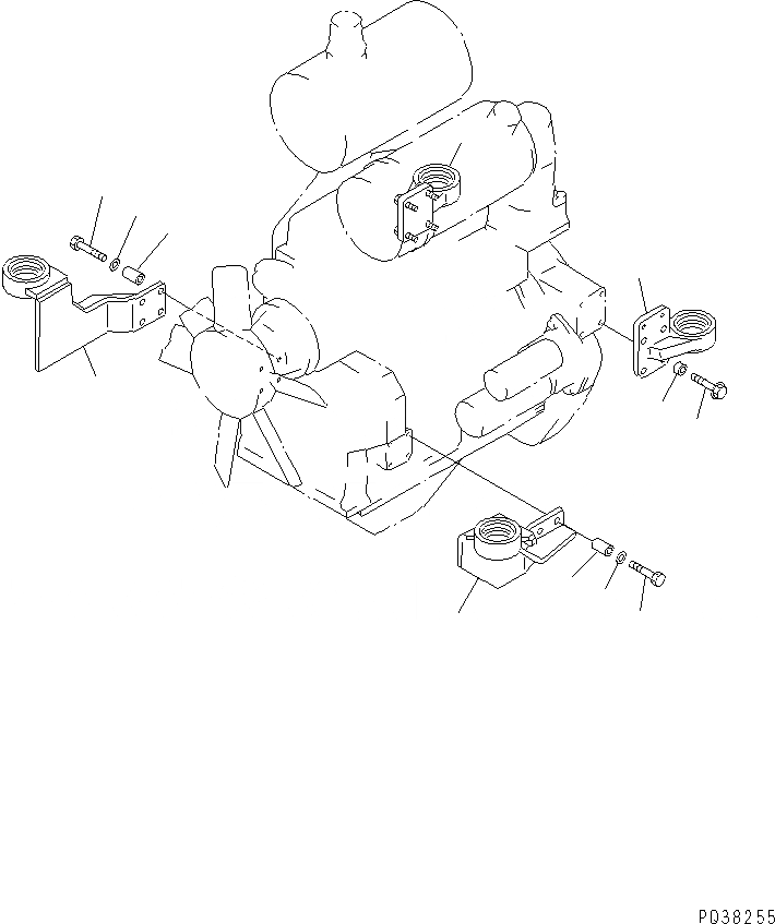 Схема запчастей Komatsu 4D95S-1J - КРЕПЛЕНИЕ ДВИГАТЕЛЯ ДВИГАТЕЛЬ