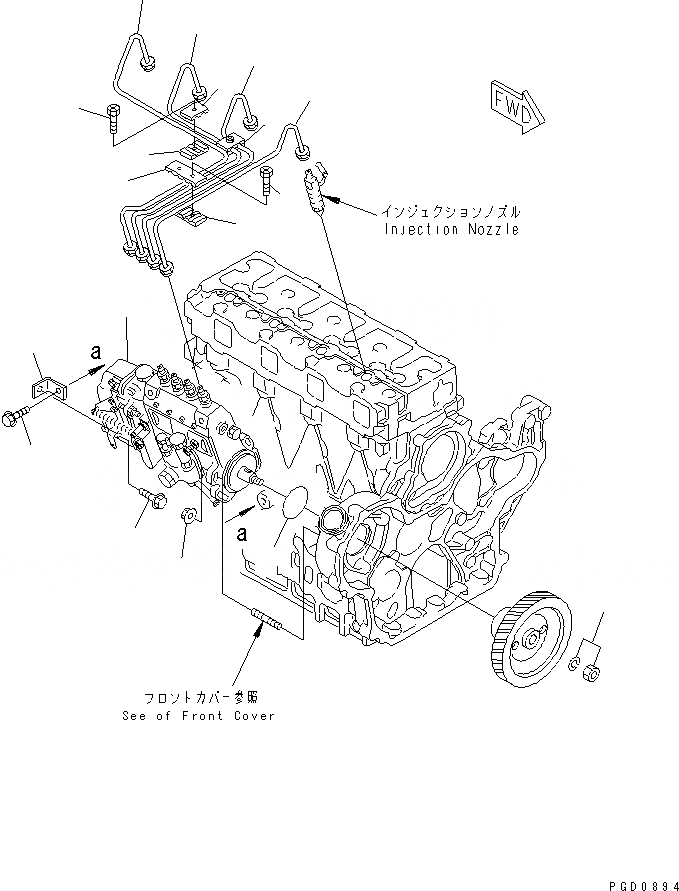 Схема запчастей Komatsu 4D98E-1A-TR - ТОПЛ. НАСОС И ТРУБЫ ДВИГАТЕЛЬ