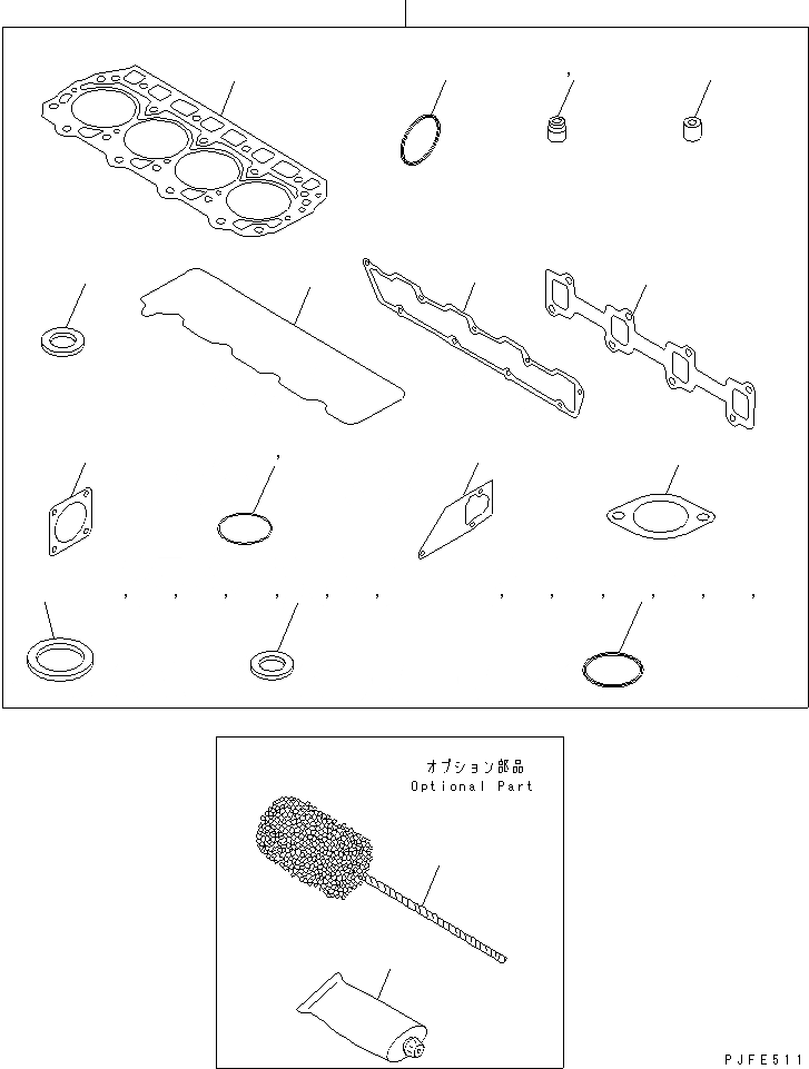 Схема запчастей Komatsu 4D98E-1GD-F - КОМПЛЕКТ ПРОКЛАДОК (ОПЦИОНН.) ДВИГАТЕЛЬ