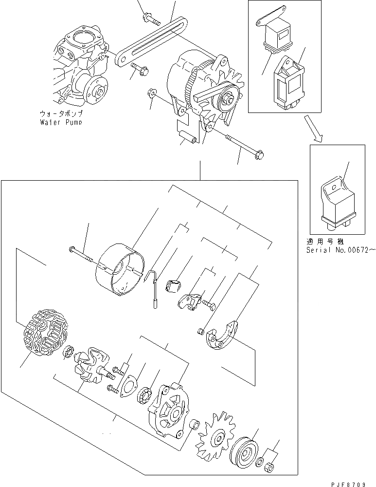 Схема запчастей Komatsu 4D98E-1GD-F - ГЕНЕРАТОР (A) (ОПЦИОНН.) ДВИГАТЕЛЬ