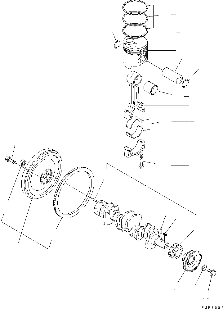 Схема запчастей Komatsu 4D98E-1G45-BM - КОЛЕНВАЛ И ПОРШЕНЬ ДВИГАТЕЛЬ