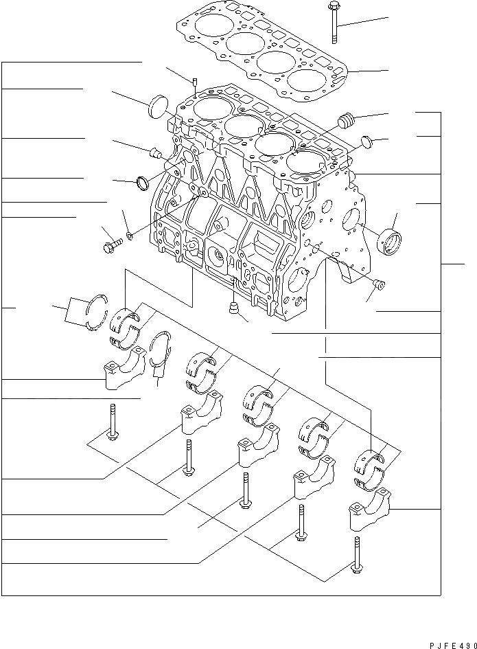 Схема запчастей Komatsu 4D98E-1AGD-F - БЛОК ЦИЛИНДРОВ ДВИГАТЕЛЬ