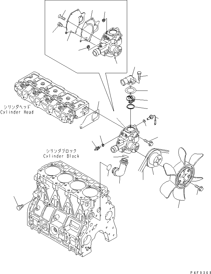 Схема запчастей Komatsu 4D98E-1B41-C - ВОДН. СИСТЕМА ОХЛАЖДЕНИЯ ДВИГАТЕЛЬ