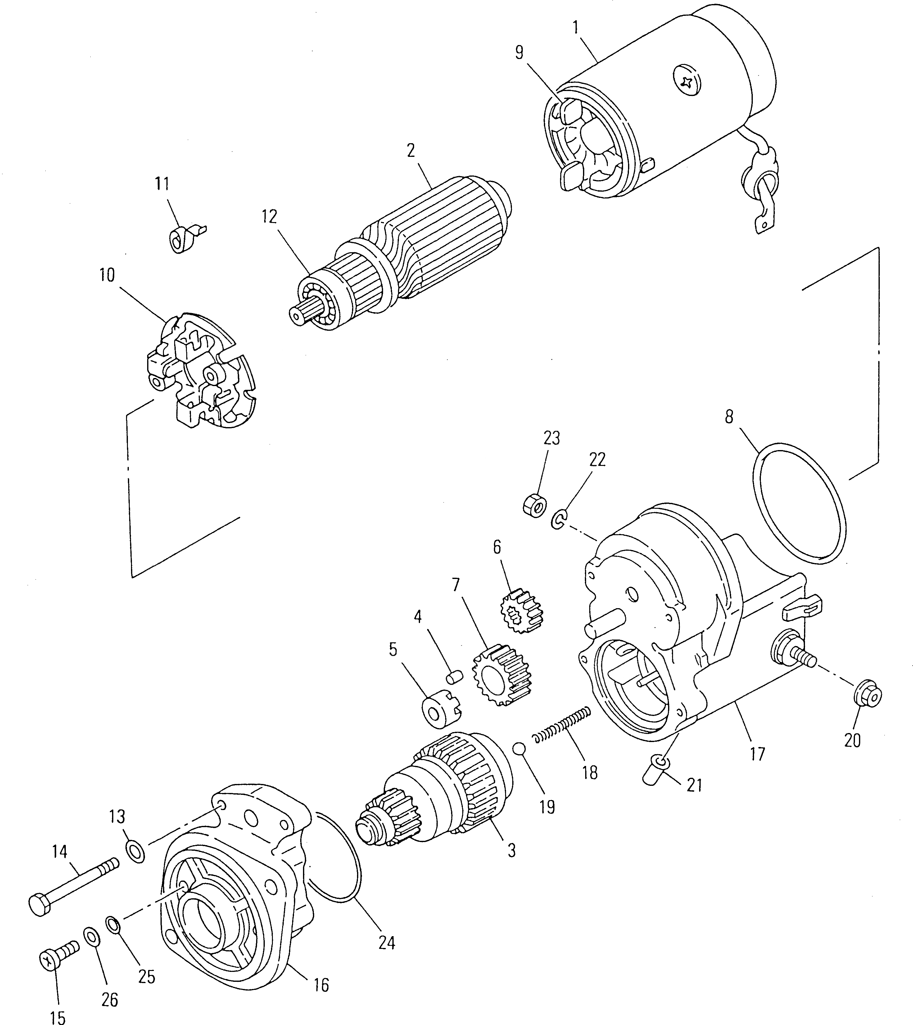 Схема запчастей Komatsu 4JG2-1-F - STARTER (DENSO) ДВИГАТЕЛЬ