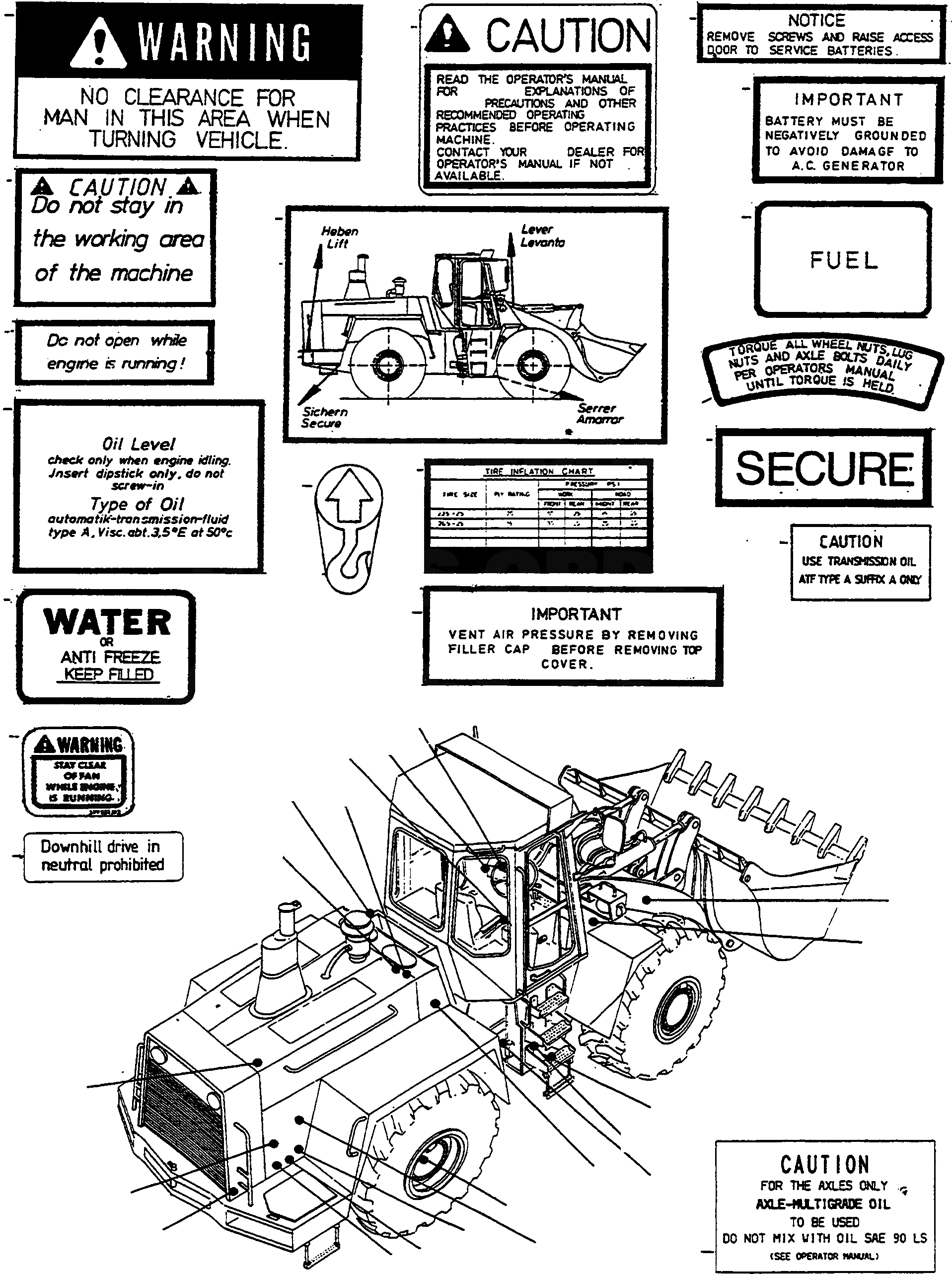 Схема запчастей Komatsu 50E - ТАБЛИЧКИS, АНГЛ. ШАССИ И SUPERSTRUCTURE