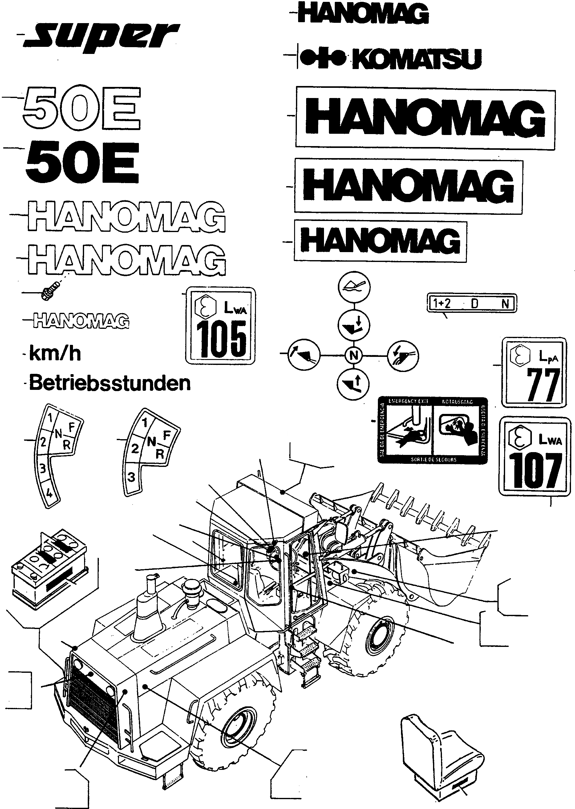 Схема запчастей Komatsu 50E - БУКВЕНН. ШАССИ И SUPERSTRUCTURE