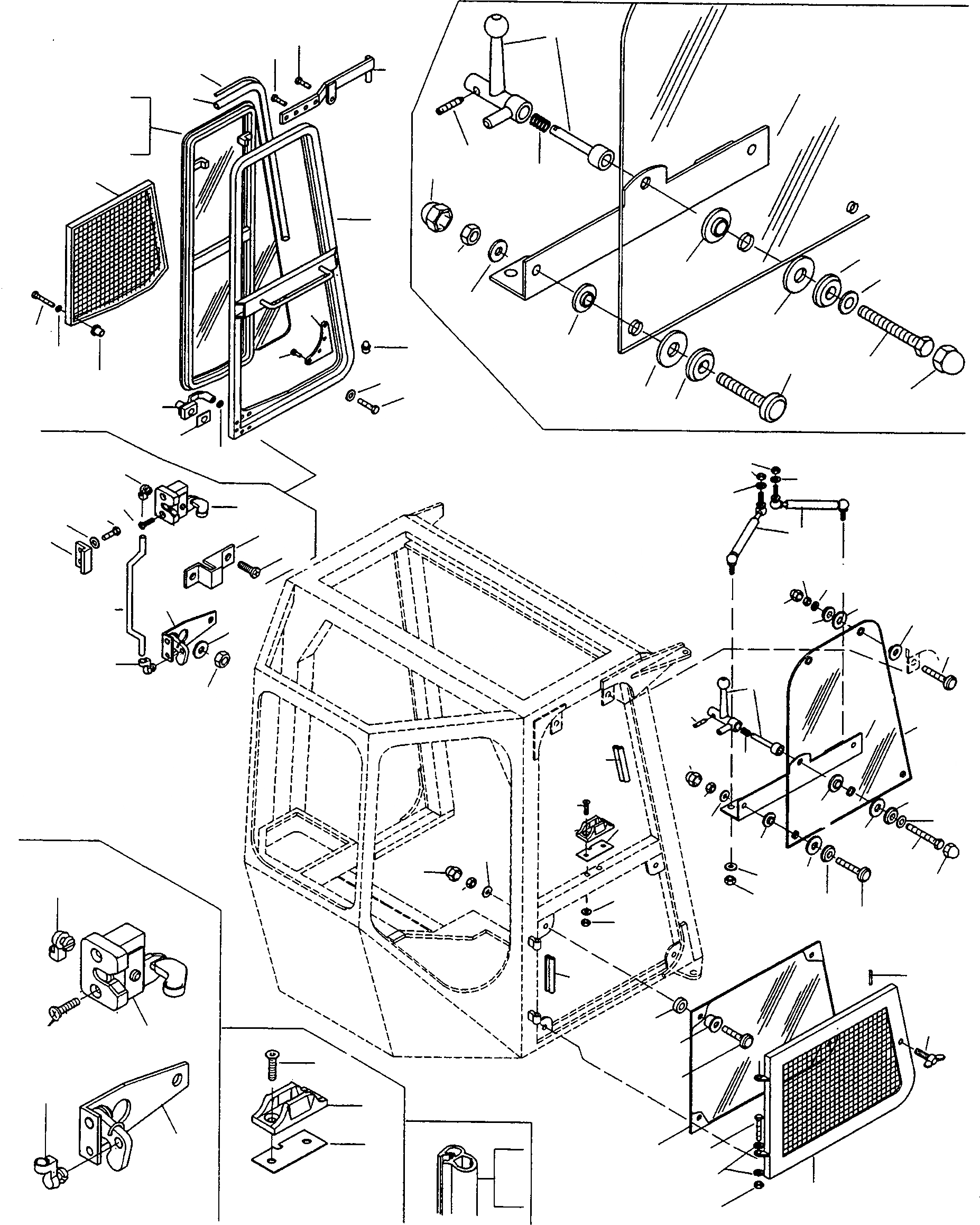 Схема запчастей Komatsu 50E - БЕЗОПАСН. КАБИНА, ДВЕРЬS ШАССИ И SUPERSTRUCTURE