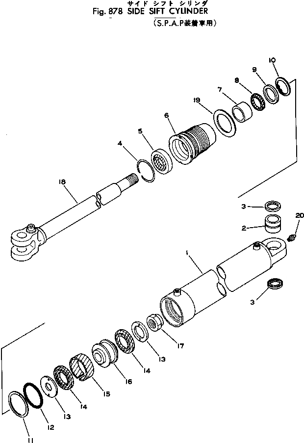 Схема запчастей Komatsu 515-1 - БОКОВ. СДВИГ ЦИЛИНДР (S.P.A.P.) ОПЦИОННЫЕ КОМПОНЕНТЫ