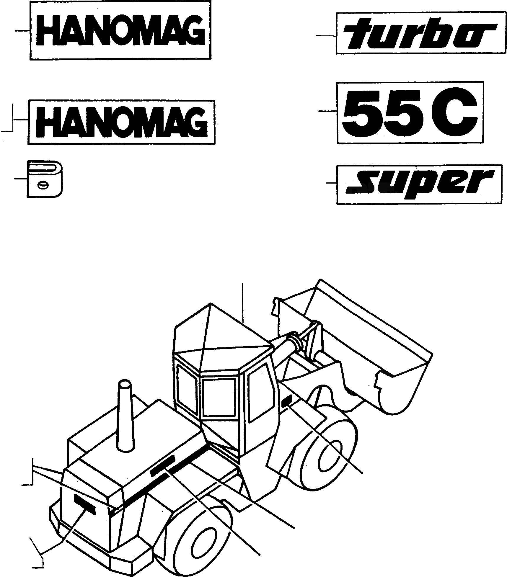 Схема запчастей Komatsu 55C - БУКВЕНН., C SUPER / C TURBO ШАССИ И SUPERSTRUCTURE