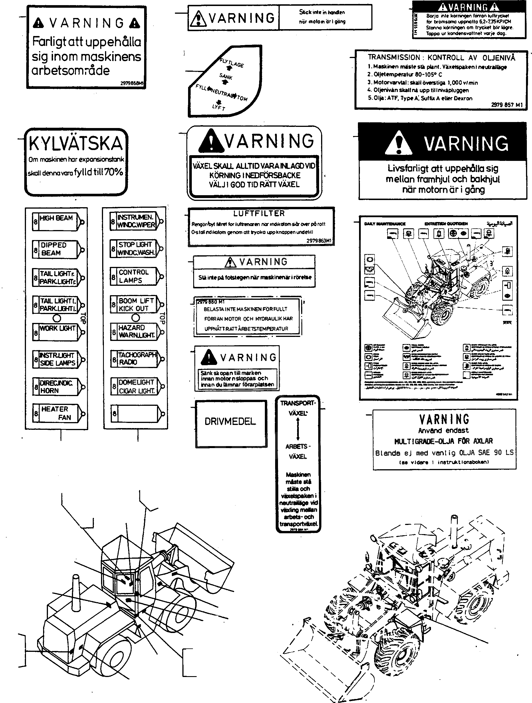 Схема запчастей Komatsu 55C - ТАБЛИЧКИS, SWEDISH, ЧАСТЬ I ШАССИ И SUPERSTRUCTURE