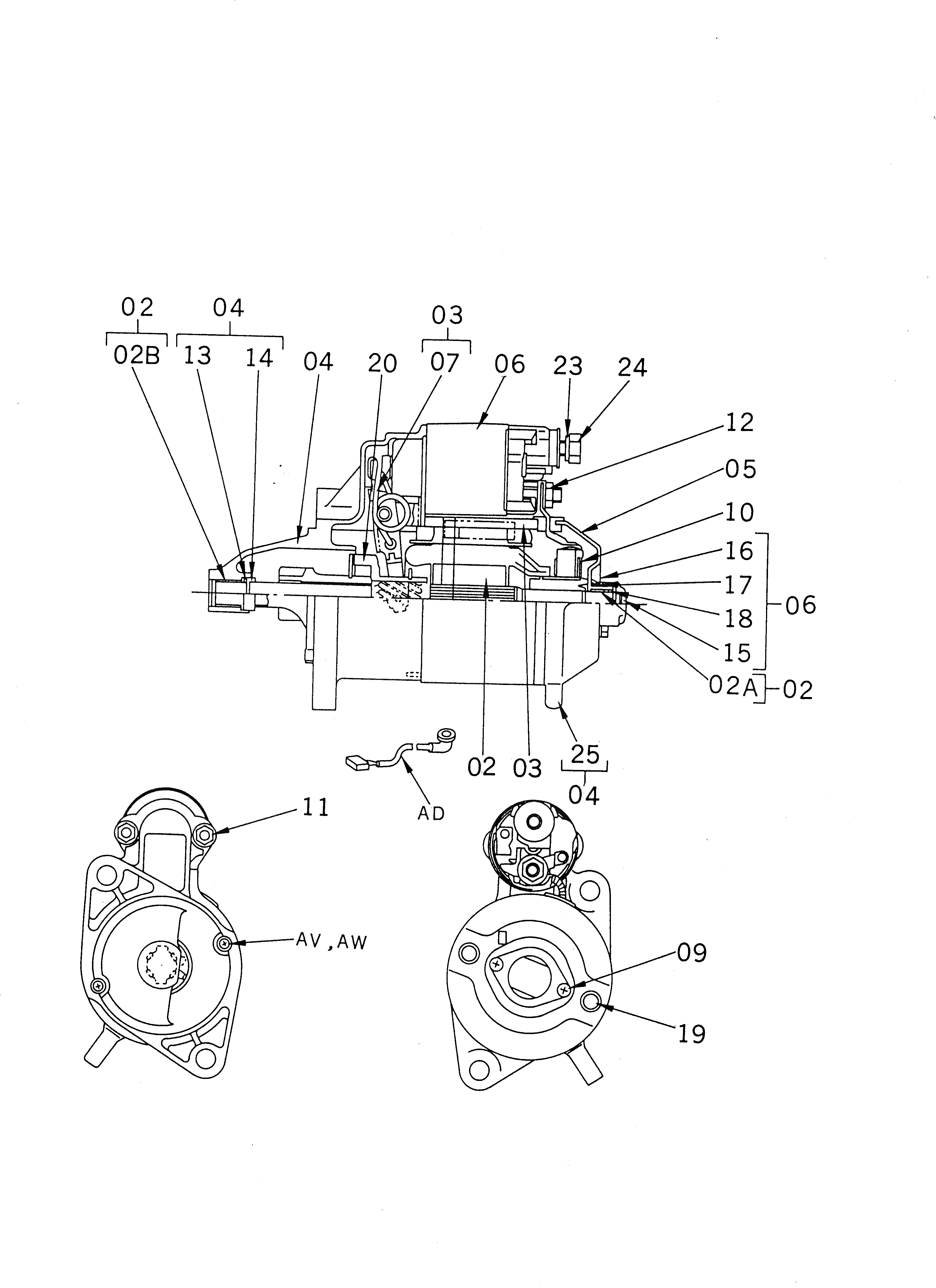 Схема запчастей Komatsu 5K-1-F - STARTER(ДЛЯ ГТР ПРИВОД И СУХ. МУФТА) ДВИГАТЕЛЬ