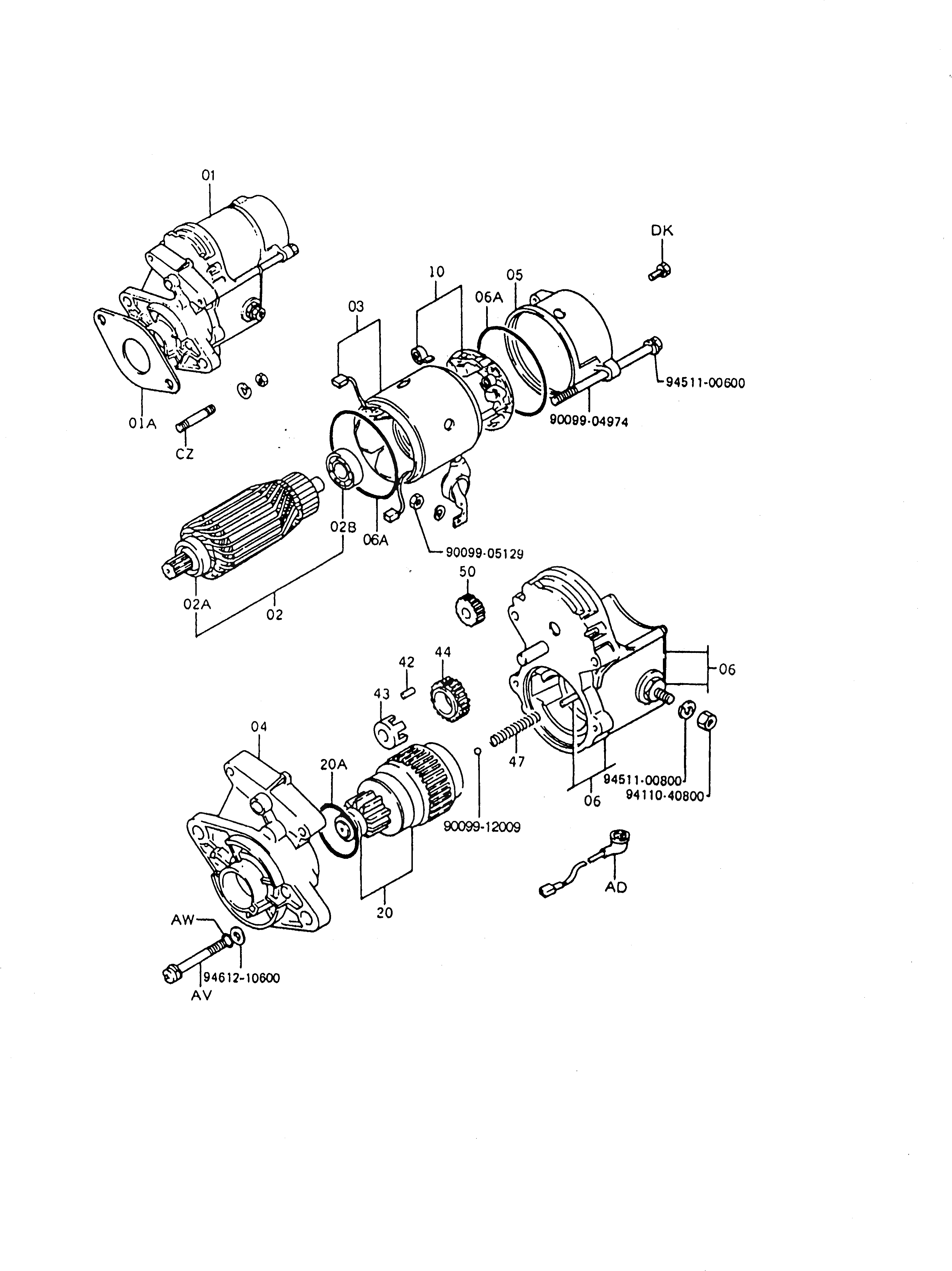 Схема запчастей Komatsu 5K-1-F - STARTER(ДЛЯ МАСЛ. МУФТА) ДВИГАТЕЛЬ