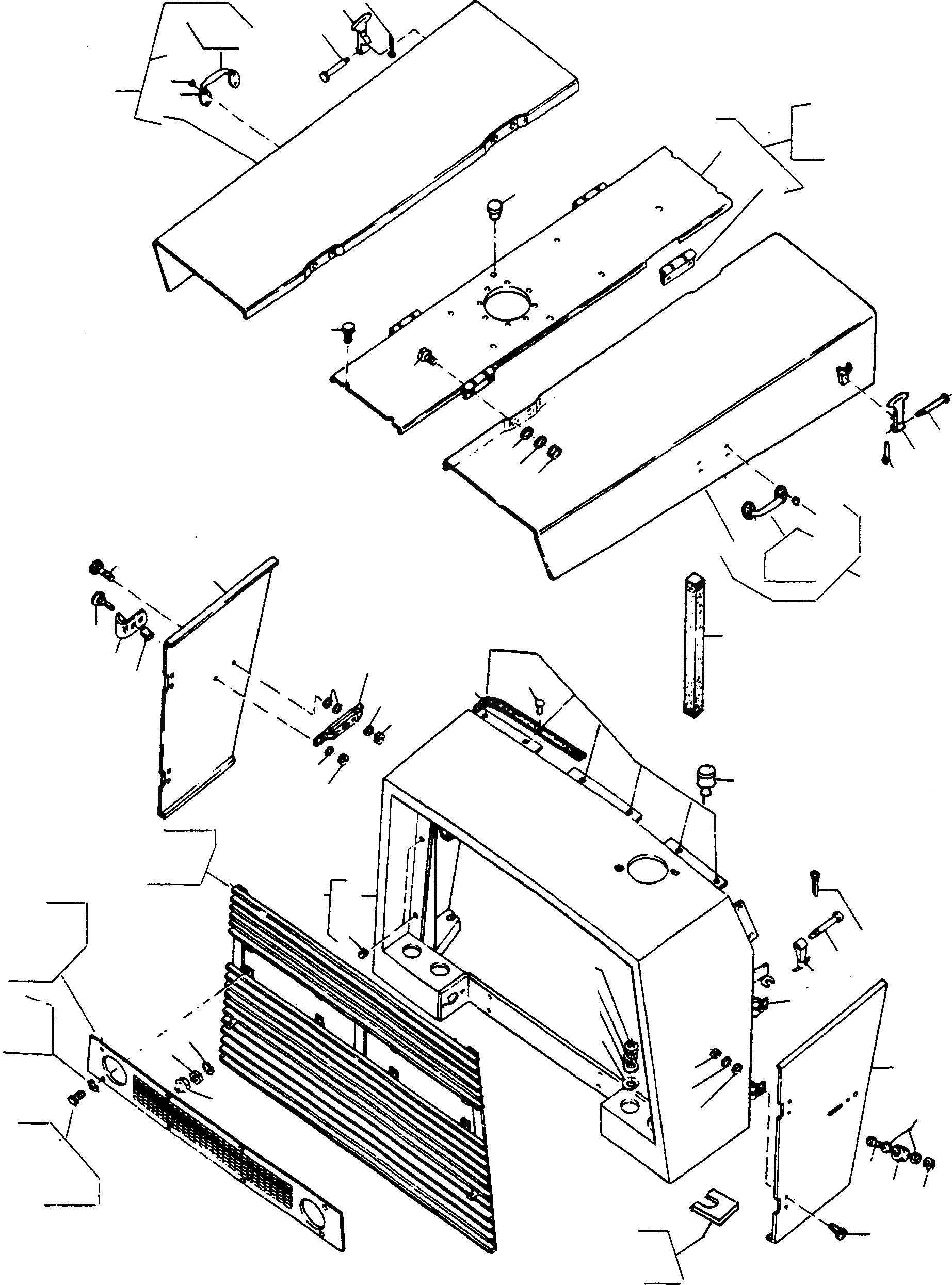 Схема запчастей Komatsu 66C - ЗАЩИТА РАДИАТОРА AND КРЫШКА ШАССИ И SUPERSTRUCTURE