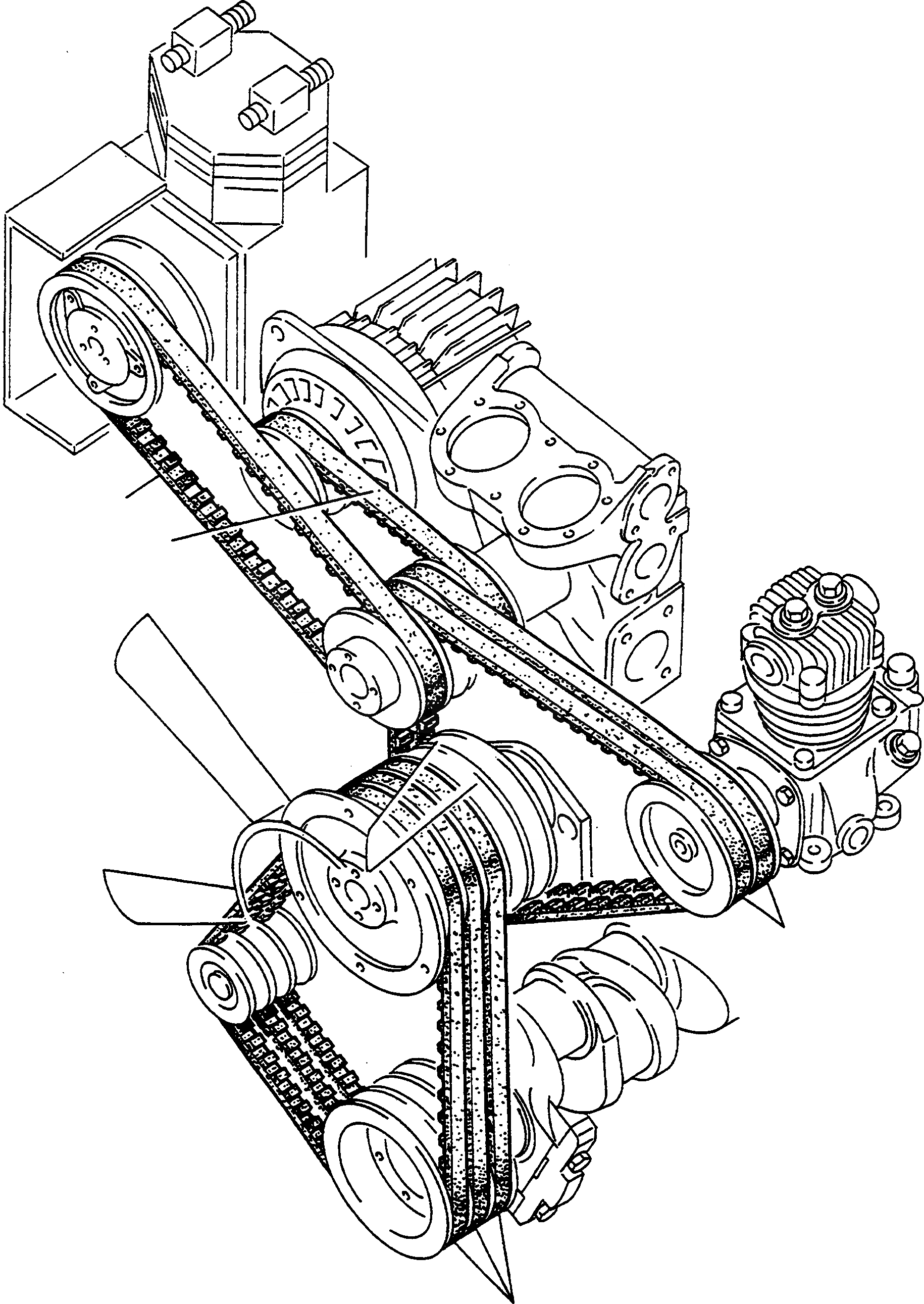 Схема запчастей Komatsu 66C - V-РЕМЕНЬ ARRANGEMENT ДВИГАТЕЛЬ, АКСЕССУАРЫ И ЭЛЕКТРИЧ. СИСТЕМА